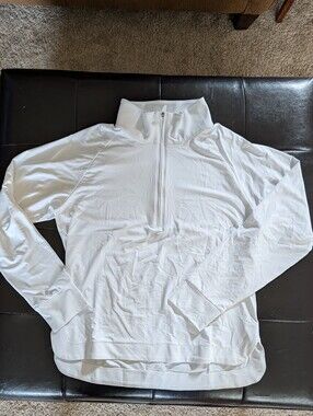 Brooks Brothers White Women's Half-Zip Performance Sweatshirt Medium
